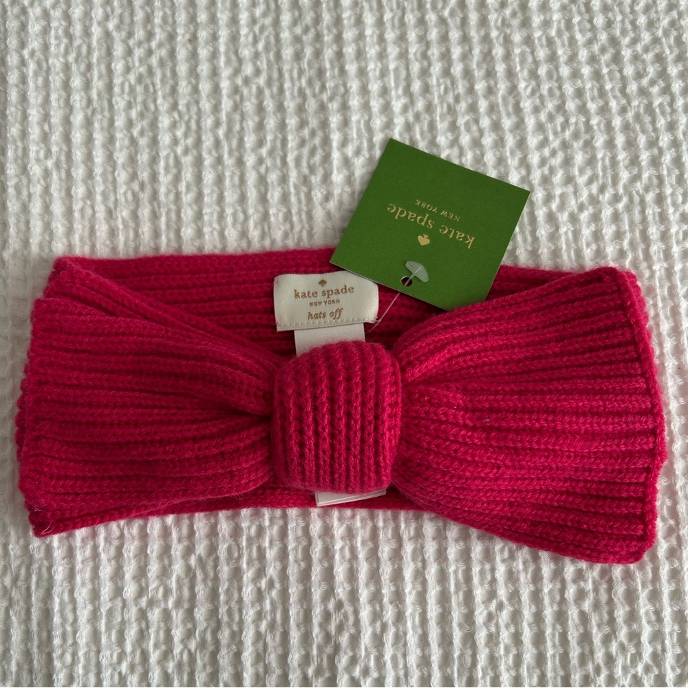 Kate Spade Pink Knit Bow Headband